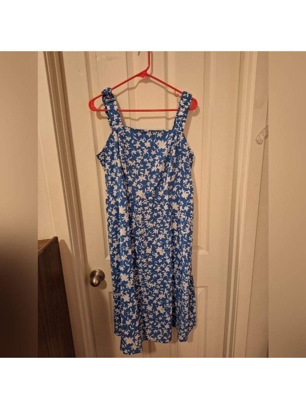 Sandra Darren Blue White Sun Dress Size 1X - Picture 2 of 10
